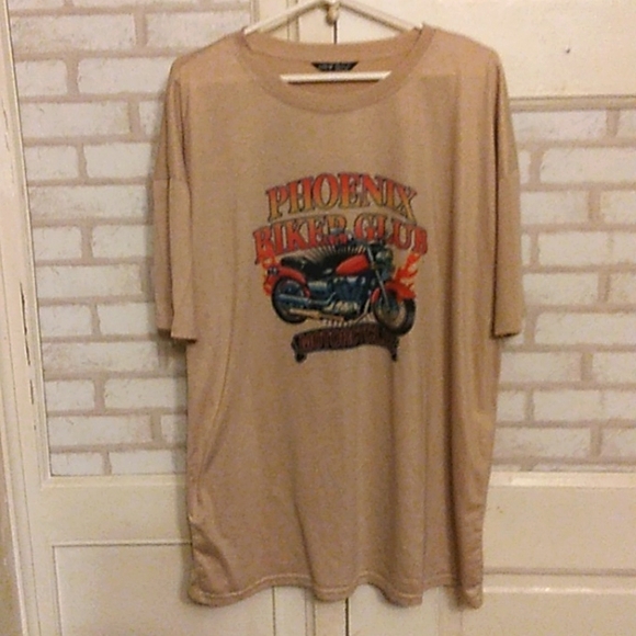 Shein men's XL Phoenix Biker Club tan shirt (J3) - Picture 1 of 4